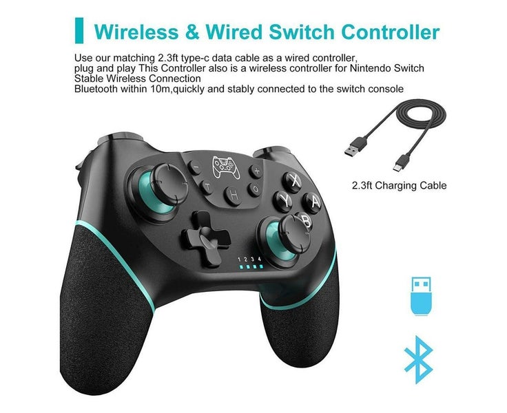 Bluetooth Switch Controller, Wireless Pro Controller Compatible for Ni Carousel 7