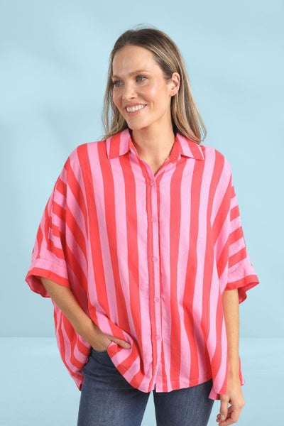Elm Palermo Stripe Shirt Bittersweet Strawberry Carousel 1