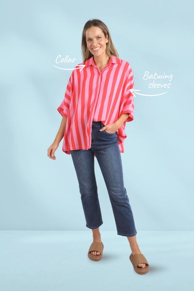 Elm Palermo Stripe Shirt Bittersweet Strawberry Carousel 2