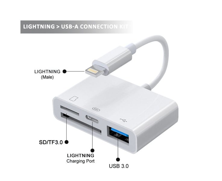 Sansai 8 Pin to OTG Adapter/Hub TF/SD/USB/8 Pin Input for iPad/iPhone WT Carousel 2