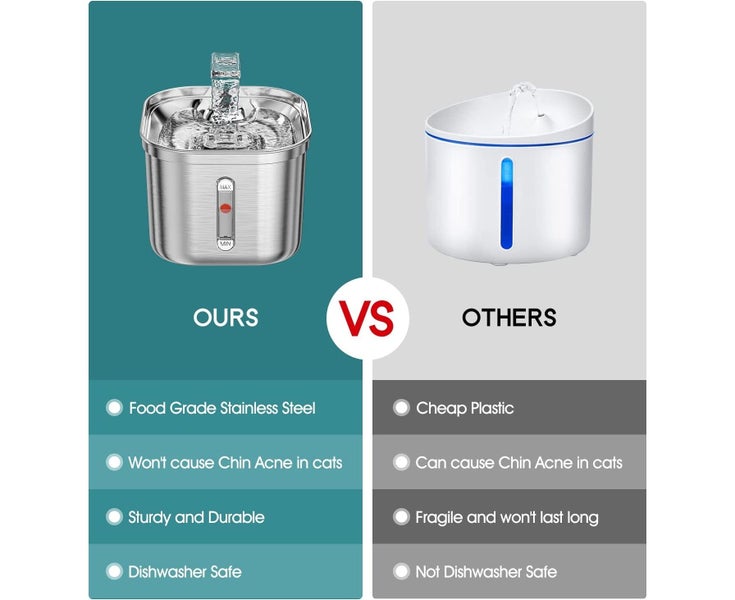 Stainless Steel Cat Water Fountain, Cat Drinking Fountain Water Dispen Carousel 2