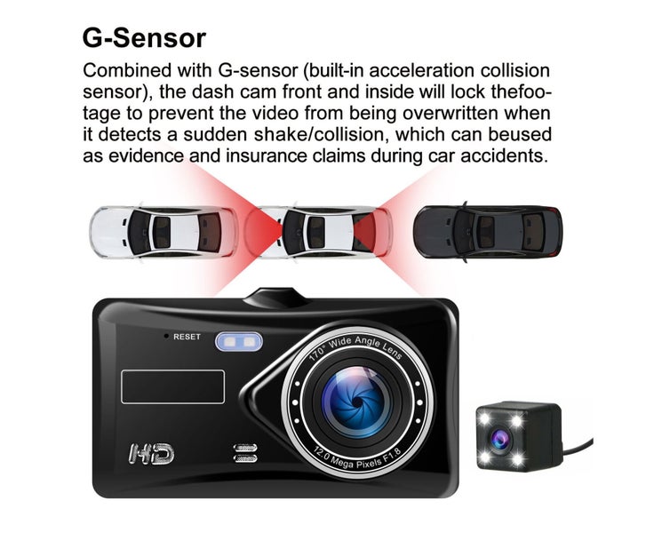 4" Full HD Dash Cam Front and Rear Camera Car DVR Touch Lens Video Rec Carousel 2