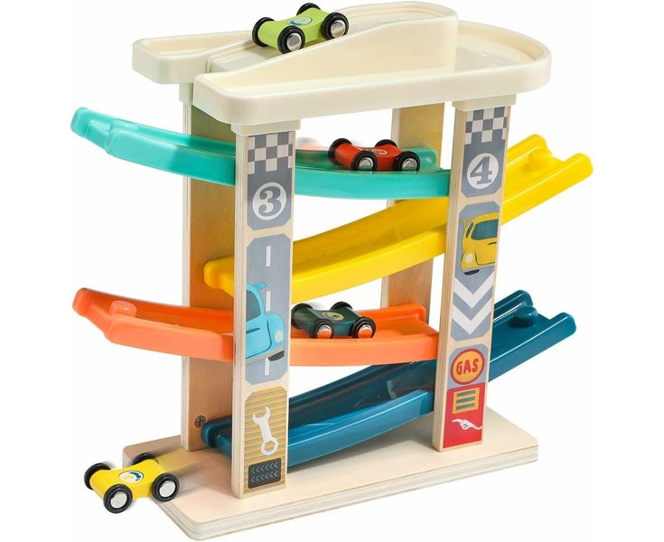 Toy Car for 1 2 Year Old Toddler Car Track with 4 Mini Cars Durable a Carousel 1