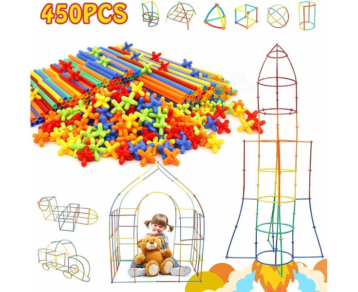 450Pcs Creative Straw Toys STEM Building Toys Aged for 3 4 5 6 7+ Pre Carousel 1