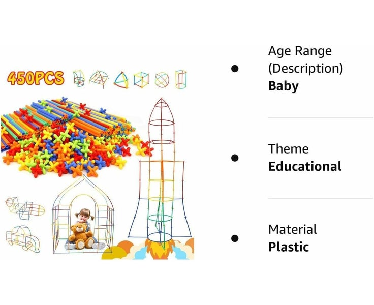 450Pcs Creative Straw Toys STEM Building Toys Aged for 3 4 5 6 7+ Pre Carousel 7