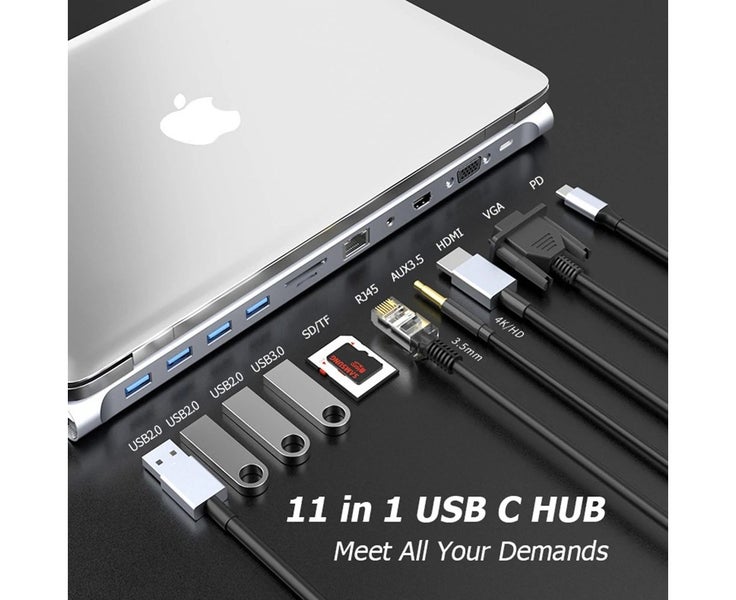 11-in-1 USB-C Docking Station with Laptop Riser with USB2.0 USB3.0 USB Carousel 2