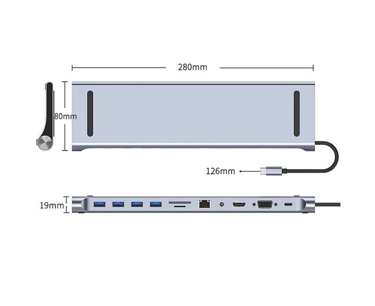 11-in-1 USB-C Docking Station with Laptop Riser with USB2.0 USB3.0 USB Carousel 5
