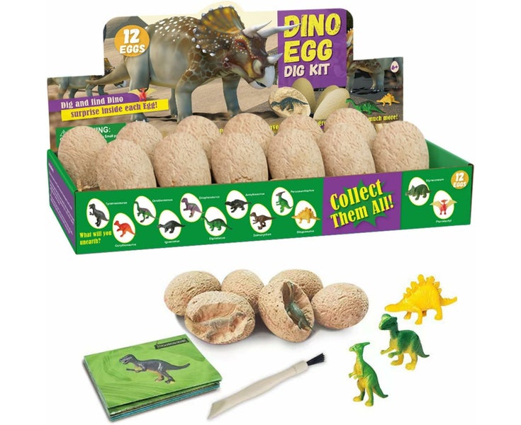 12 Pack Dino Eggs Dig Kit,Dig Up Dinosaur Fossil Eggs, Break Open 12 U Carousel 1