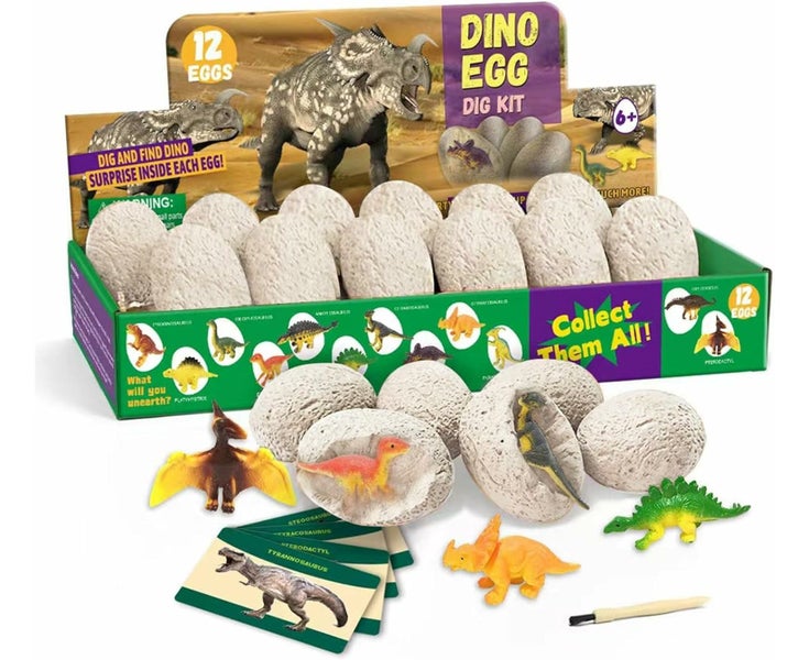 12 Pack Dino Eggs Dig Kit,Dig Up Dinosaur Fossil Eggs, Break Open 12 U Carousel 7