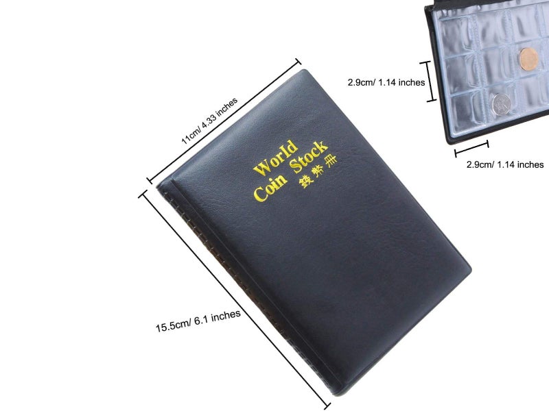 120 Coin Holder Money Penny Pocket Collection Coin Storage Album Book Black Carousel 9