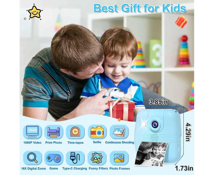 Kids Camera Instant Print - 1080P HD 0 Ink Instant Print Photo - Chris Carousel 2