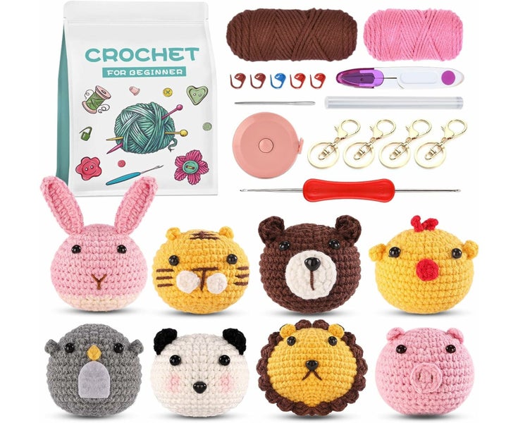 8PCS Crochet Kit for Beginners, Crochet Animal Kit for Adults and Kids Carousel 1