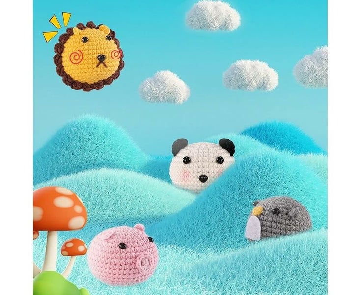 8PCS Crochet Kit for Beginners, Crochet Animal Kit for Adults and Kids Carousel 6