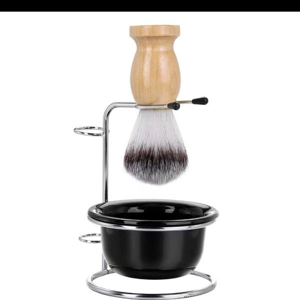 Two-piece Set of Cow Paper Shaving Brush Bowl and Beard Holder #DA105 Carousel 1