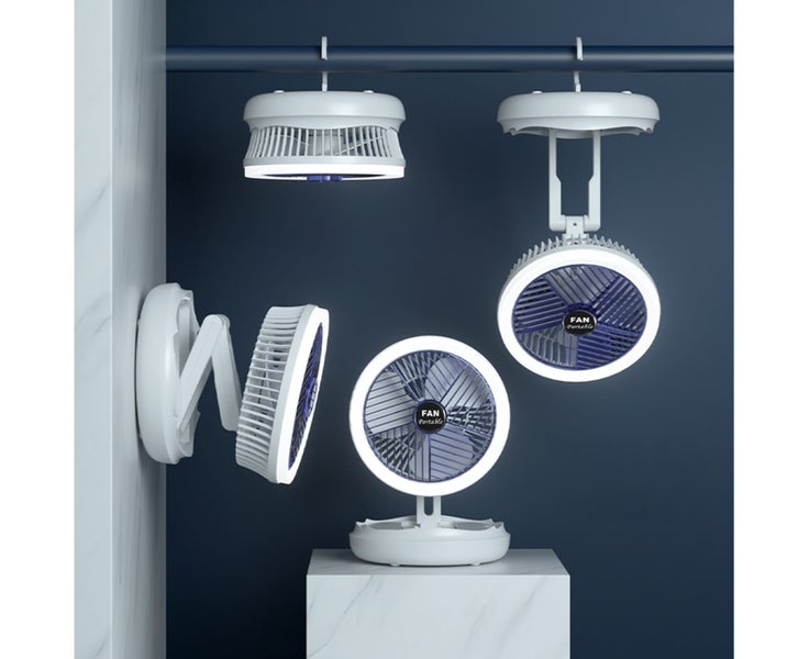 Portable Electric Desktop Fan Multi-Function Folding Fan Hanging Fan W Carousel 2