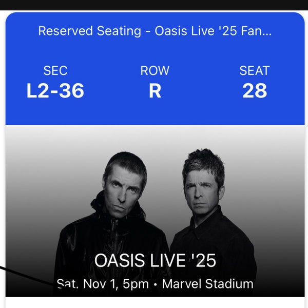 Oasis tickets x 2 Melbourne Saturday 1 November Carousel 1
