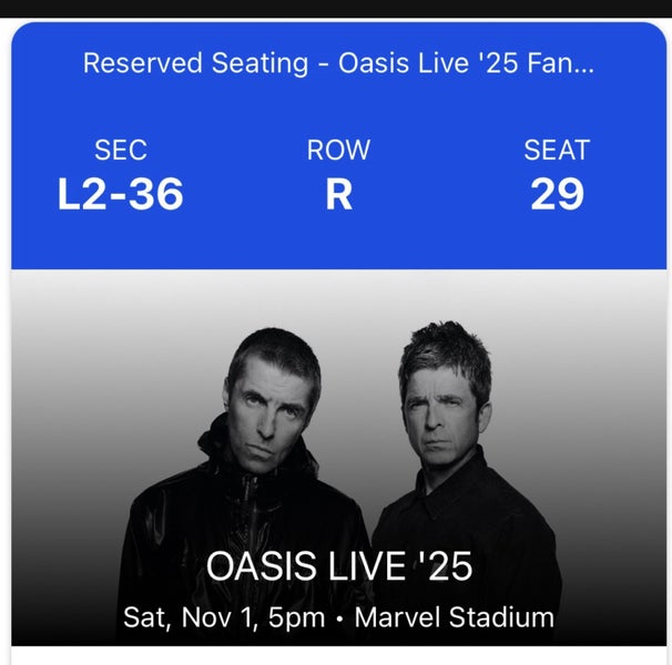 Oasis tickets x 2 Melbourne Saturday 1 November Carousel 2