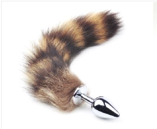 Small Metallic Anal Plug with Tail Carousel 1