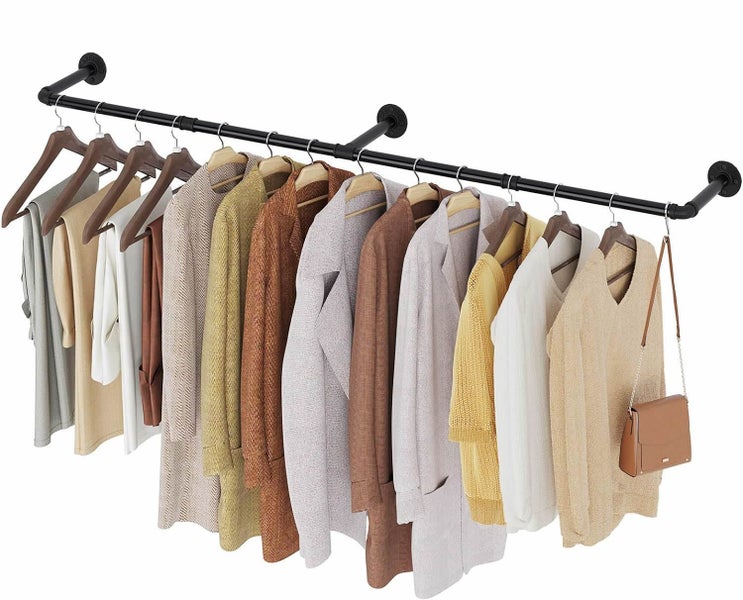 Industrial Pipe Wall Mounted Garment Rack Carousel 1