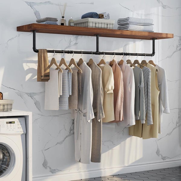 Industrial Pipe Wall Mounted Garment Rack Carousel 2