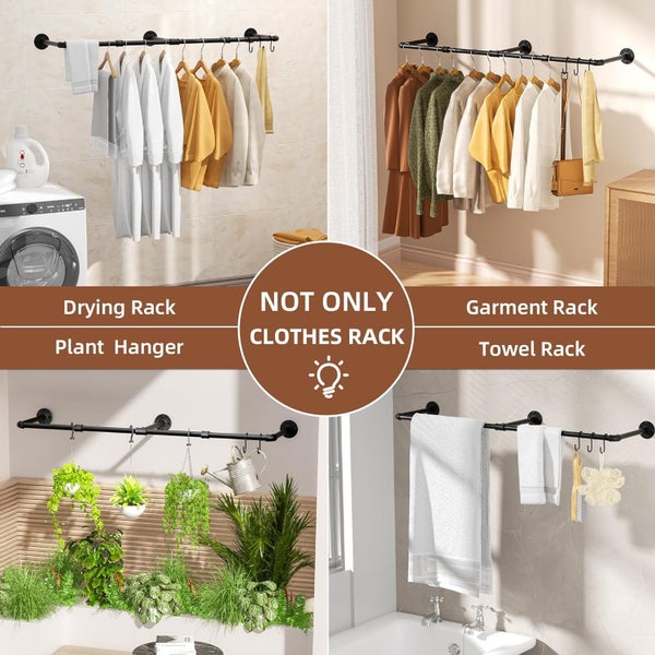 Industrial Pipe Wall Mounted Garment Rack Carousel 8