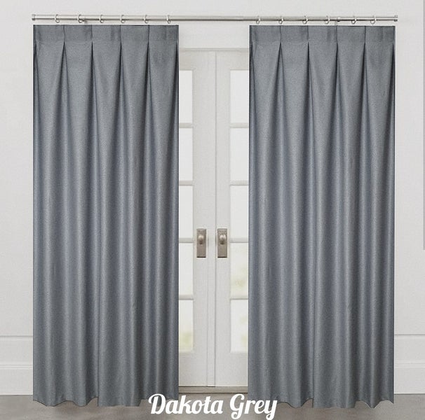 Readymade Blockout Box Pleat Curtain *A PAIR* 2m width x 2.2m drop Carousel 1