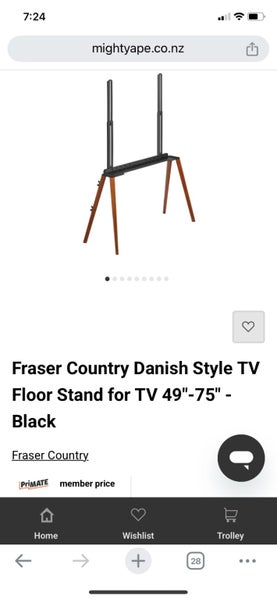 Fraser Country Danish Style TV Floor Stand for TV 49"-75" - Black Carousel 2