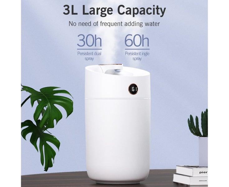 3L Large Capacity Air Humidifier Cool Mist Humidifiers Air Vaporizer w Carousel 6