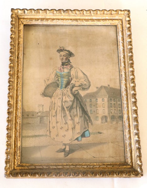 Swiss 18th Century Hand-Coloured Etching Illustration 1775 Carousel 2
