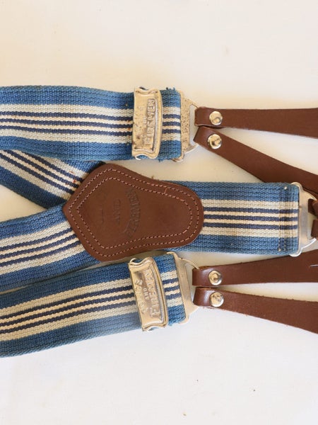 Vintage Police and Fireman Suspenders Braces Chrome fasteners leather tabs Carousel 4