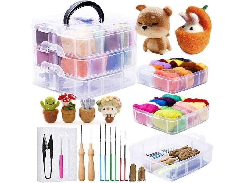 BUDDUR Multicolor Wool Felting Kit With Felting Needles And Finger-cot For Doll Carousel 1