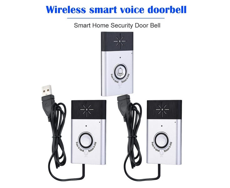Wireless Voice Intercom Doorbell 2-way Talk Monitor with 1*Outdoor Uni Carousel 2