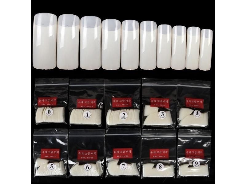 500PCS 10 Sizes White/ Clear /Natural False French Style Acrylic UV Gel Nail Carousel 1