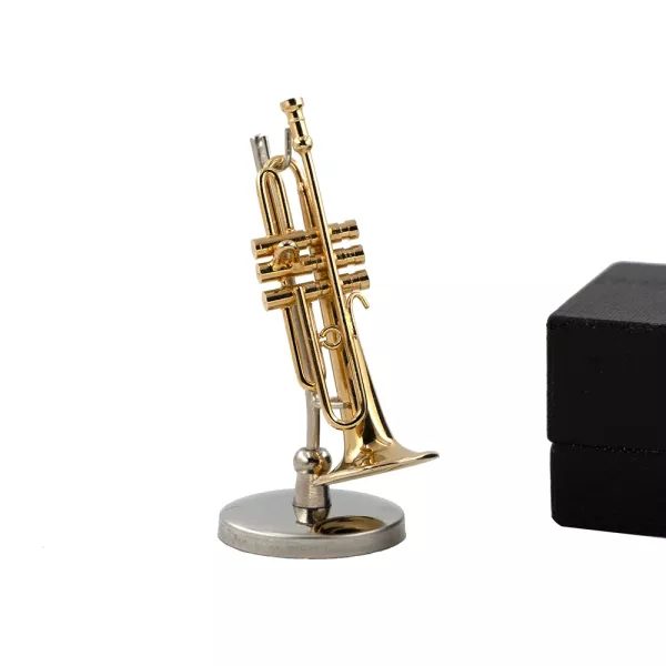 9cm Mini Trumpet Model Musical Instrument Miniature Desk Decor Display Carousel 1