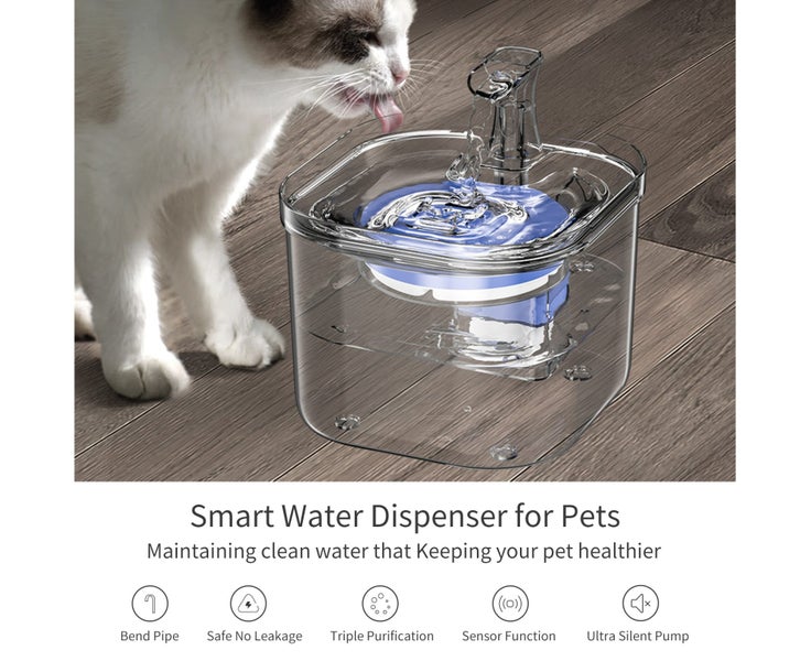 WF160 Cat Water Fountain 1.8L/61oz Transparent Pet Drinking Fountain A Carousel 2