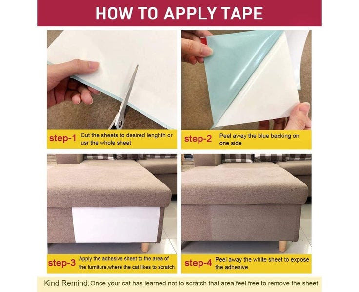 Cat Scratch Deterrent Tape, 8 PCS Furniture Protector, Clear Double Side Anti Carousel 2