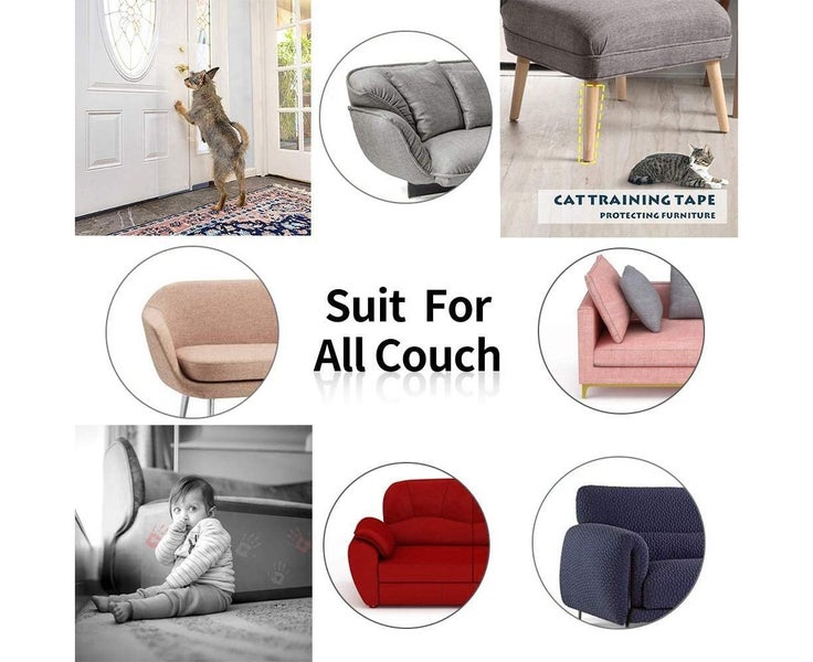 Cat Scratch Deterrent Tape, 8 PCS Furniture Protector, Clear Double Side Anti Carousel 7