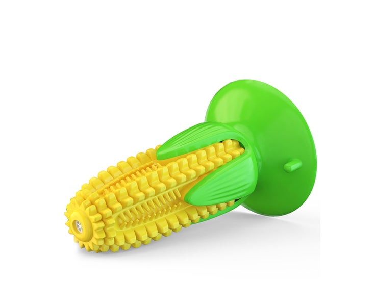 Dog Chew Toys Corn Suction Cup Dog Toy Interactive Molar Bite Toy with Carousel 1
