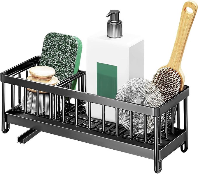 Kitchen Sponge Holder with Compartment Stainless Steel Kitchen Sink Caddy Drai Carousel 1