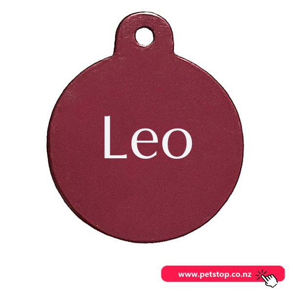 Pet Name Tag - "Leo" - Large Red Circle 1pk Carousel 1