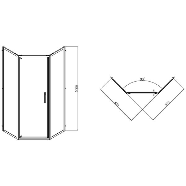 Framed 900mm Chrome Shower Door Kit Only - Diamond Carousel 3