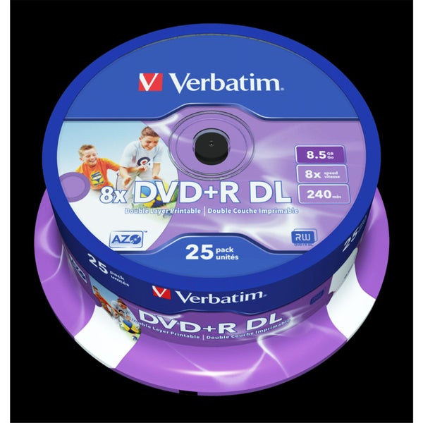 Verbatim 43667 8x DVD+R DL 8.5GB 25Pk White Wide Inkjet Printable-No ID [43667] Carousel 2