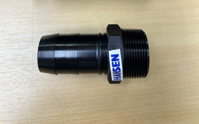 Hansen -Washdown Tail 40mm / 1 1/2" BSPT - Suit Hansen 40mm ball valve Carousel 1