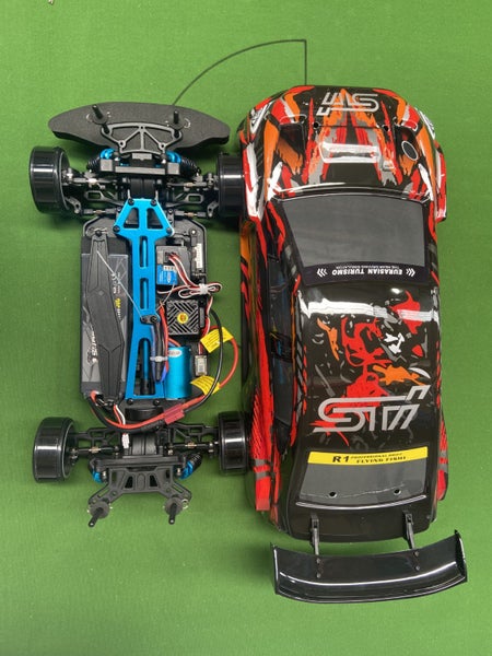 RC Drift Car - Subaru WRX STi Red/Black .HSP 1/10 7.4v Lipo EXTRA Wheels/Brace Carousel 6