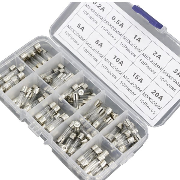 100pcs 5x20mm Fast-Blow Glass Fuses Quick Blow Glass Tube Fuse Assorted Kit Carousel 1
