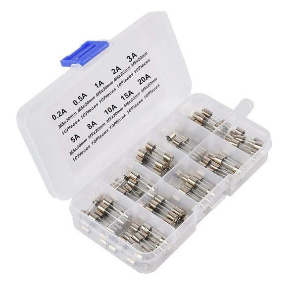 100pcs 5x20mm Fast-Blow Glass Fuses Quick Blow Glass Tube Fuse Assorted Kit63675453617025113