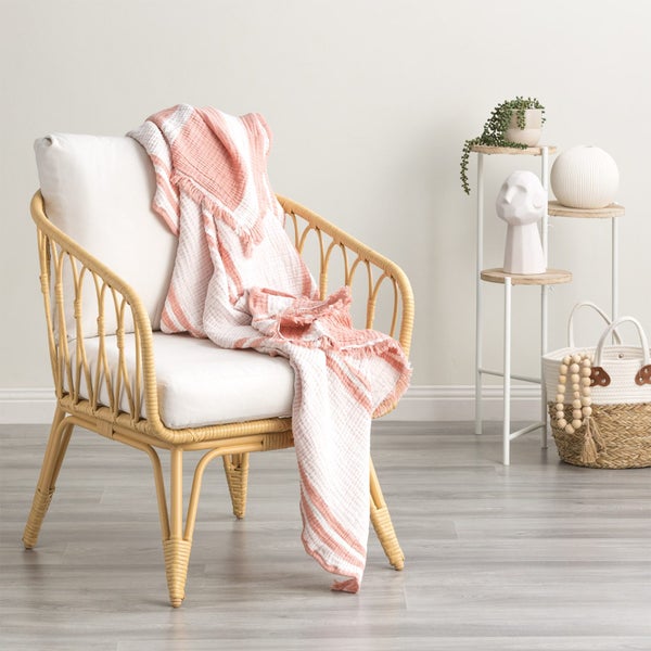 Ray Striped Vintage Washed Yarn Dyed Textured Cotton Throw 130 x 200cms Mystic Carousel 1