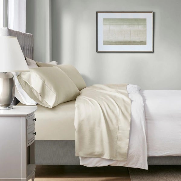Renee Taylor 700 TC Tencel Lyocell Fibre & Cotton Sheet Set King Single Ivory Carousel 1