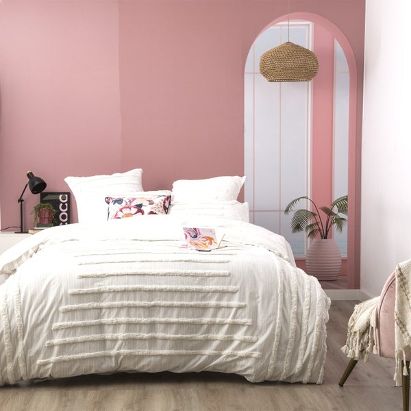 Classic Cotton Vintage washed Tufted Quilt / Duvet Cover set Double White Carousel 1