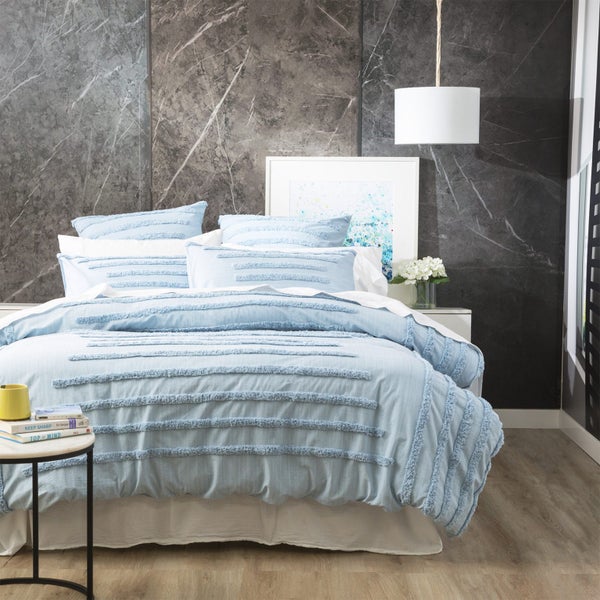 Classic Cotton Vintage washed Tufted Quilt / Duvet Cover set Queen Blue Carousel 1